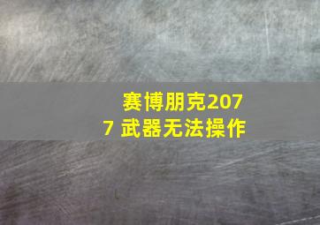 赛博朋克2077 武器无法操作